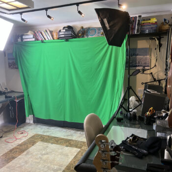 Green screen setup in home studio of Mental Ward Design